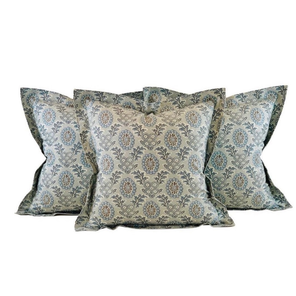 3 Pc Set French General Aqua Ciel Blue Cream Gray Boheme Floral Pillow Covers
